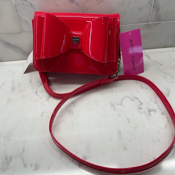 Betsey Johnson red bow wallet on a string - Picture 4 of 5